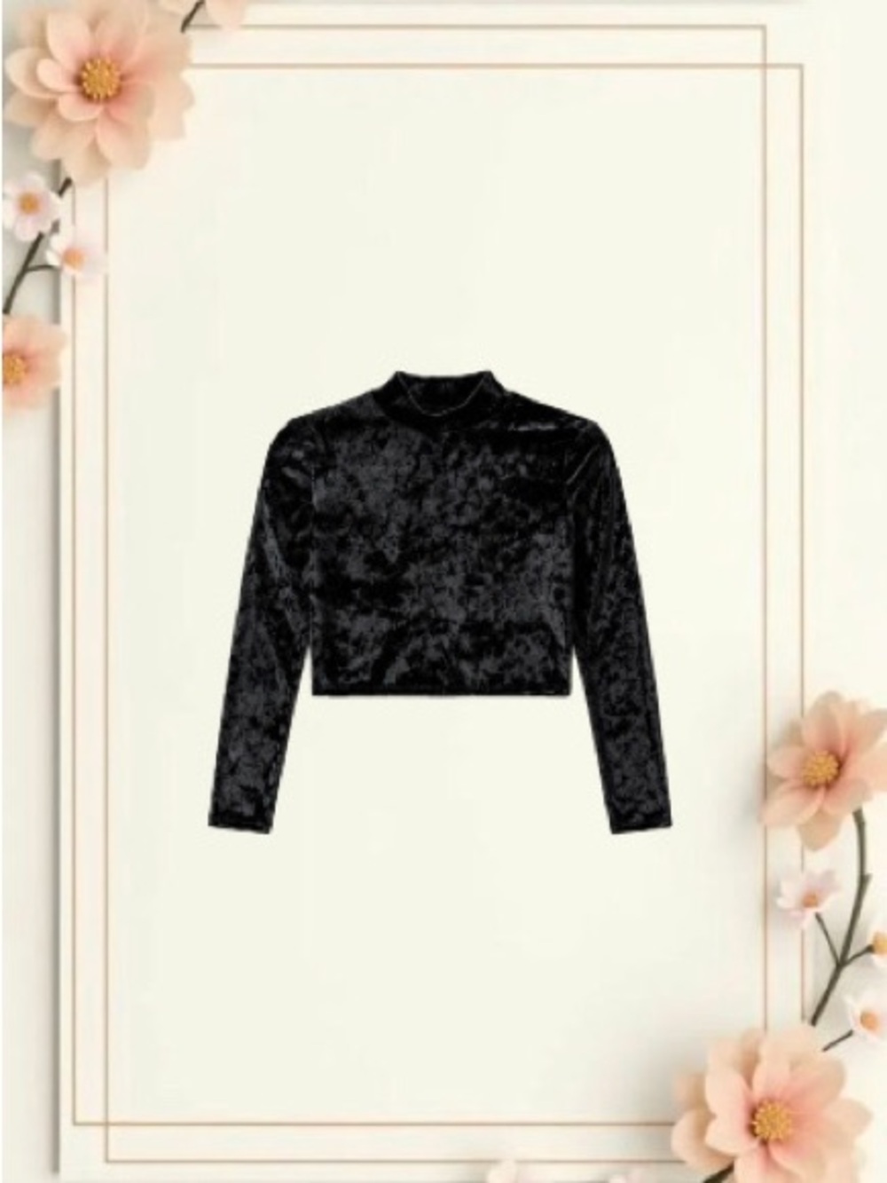 NWT Nordstrom BP Black Velvet Long Sleeve Crop Top